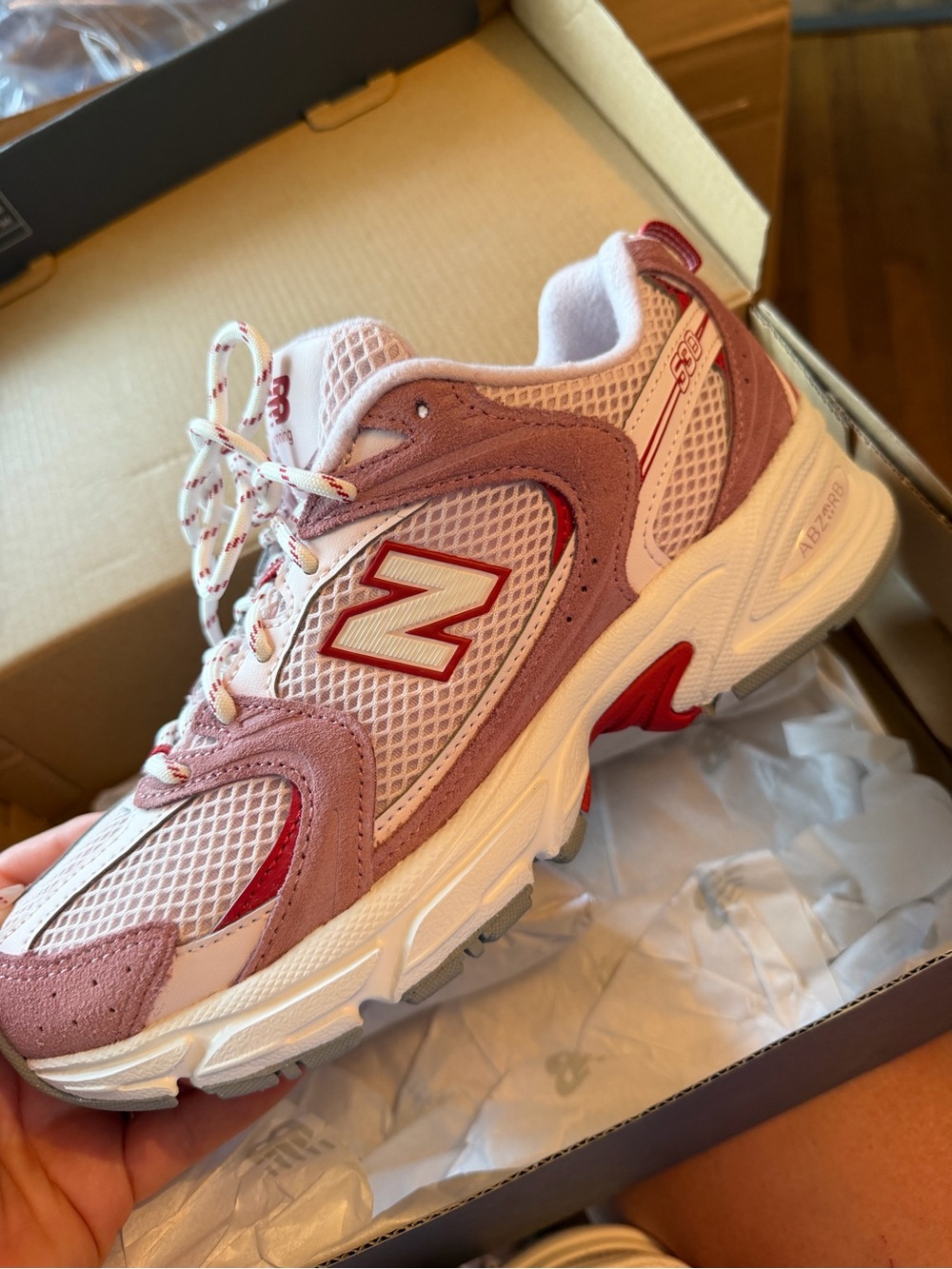 New Balance Women's Pink and White Retro Runner Sneakers